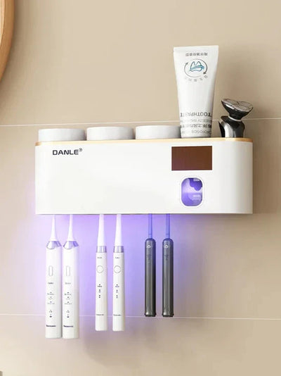 Stérilisateur Brosse à Dents UV avec Support et Distributeur de Dentifrice